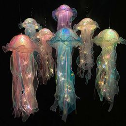 New Colour DIY Lamp Mermaid Parti Jellyfish Light Lantern Girls Happy Under The Sea Theme Birthday Party Decor