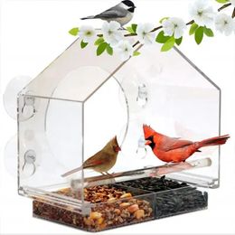 Other Bird Supplies Transparent Acrylic Window Feeder With Strong Suction Grip Watching For Garden Yard &Elderly Viewing Outdoor Birdhouse