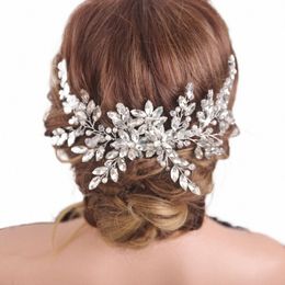 bridal Vintage Sier Full Rhinestes Big Hair Comb Bridal Shinny Pearls and Crystals Comb Headpiece Bridal Hair Piece Wedding t7nR#