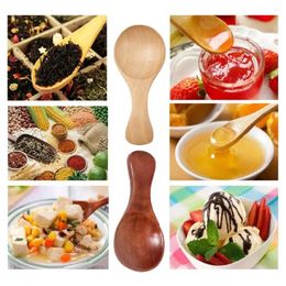 Spoons 1pc Mini Wooden Kitchen Spice Condiment Spoon Sugar Kids Coffee Short Teaspoons Handle Scoops Wood Tableware Home X0e4