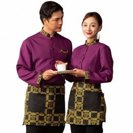 cafe Women Waiter Uniform Chinese Reatsurant Waitr Uniform Hotel Food Service Staff Overalls Catering Kitchen Work Wear 90 N2Oz#