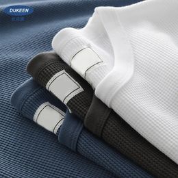 DUKEEN Short Sleeved T Shirt Men Summer Plain Half-Sleeve Tops Loose Casual White Mens Shirts 240315