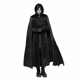 punk RAVE Gothic Night Count Cloak Men Clothes Halen Party Christmas Lg Coat Embossed Veet Jacket Outwear u9h0#