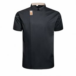 waiter Shirt Men Chef Apr Restaurant Bakery Women Top Uniform Sleeve for Jacket Cook Accories Coat Short 29lZ#