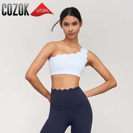 Lu Align Bra Tanks Lycra for Sports Women Seamless Fixed Cup Gym Workout Tops Lotus Arc Single Shoulder Yoga Tops Push-up Bras Vest Lemon Sports 2024