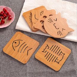 Table Mats 1PC Cup Tea Placemat Tableware Insulation Wooden Non-slip Pot Holder Decor Kitchen Tools