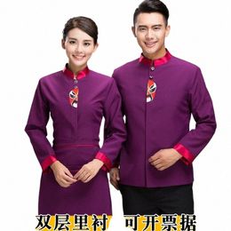 wholesale Hotel Waiter Lg Sleeve Half Facial Makeup Chinese Restaurant Tea House Work Clothes Hot Pot Shop Uniform Autumn and x3af#