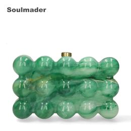 Acrylic bubble clutch bag women designer evening party box purse ivory green color handbag wholsale 240307