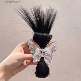 Hair Clips Molans transparent butterfly half tie hair claw head lazy meat ball head crab clip wig clip high ponytail braid hair accessories Y240329