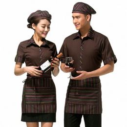 new Arrival Shirt+apr Restaurant Waiter Uniform Hotel Food Service Work Wear Fast Food Waitr Uniform Cafe Chef Uniform 90 q6s5#