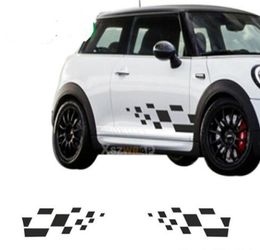 1Pair Square Side Stripes Decals Cooper Mini Classic S Works Clubman 4 Countryman CarStyling Rocker Panel Sticker3490318
