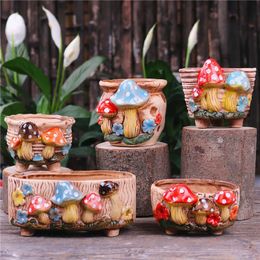 Fairy Garden Personality Mushroom Stoare Succulent Flower Pot Living Room Decoration Planter Vintage Handicrafts Bonsai Pots 240320