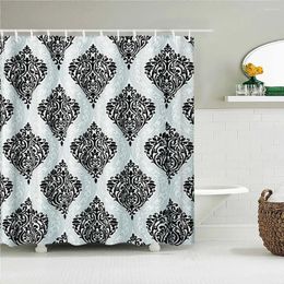 Shower Curtains European Retro Geometric Pattern 3d Bathroom Curtain With Hooks Home Decoration Washable Fabric Bath Screen