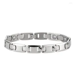 Link Bracelets Befoshinn 10mm Width Man Pure Titanium With 99.999% Germanium Beads Pulseras Health Trendy Italian Charm