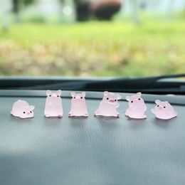 Decorative Figurines 6Pcs DIY Garden Decors Luminous Piggy Miniature Pig Cake Toppers