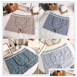 Underpants Boxed 4Pcs/Set Mens Modal Coloured Cotton Seamless Super Stretch Breathable Non-Marking Plus Size Boxer Briefs Drop Delivery Dhxtg