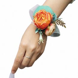 wedding Wrist Corsage Bridesmaid Bracelet Silk Rose Fr Wrist Fr Wedding Hand Frs Party Decor Wedding Accories 41Eh#