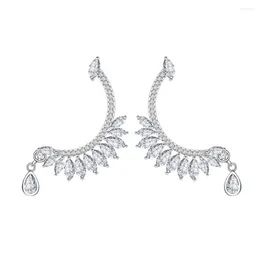 Stud Earrings Zhenchengda Feather Design Inlaid With Long S925 Silver Ear Studs Full Of Diamonds Personalized And Exaggerated Style In