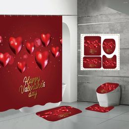 Shower Curtains Bathroom Organizers And Storage Valentine's Day 4 Pieces Curtain Set With Rugs For Sets