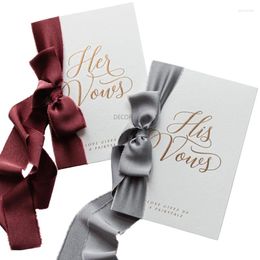 Party Supplies 2pcs Wedding Vows Card Advanced Velvet Ribbon Bride Groom Swear To Speak Handwritten Speech