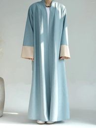 Ethnic Clothing Fashion Hit Color Sleeve Kimono Oversized Muslim Robe Abaya Female Full Length Outerwear Worship Service Abayas Wy1954