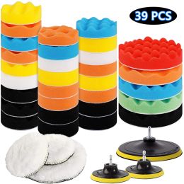 Bilpolering Sponge Pads Kit Foam Pad Buffert Kit Polering Maskin Vaxkuddar för bilmotorcykel Motorfordon tar bort repor