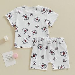 Clothing Sets Baby Girl 2Pcs Summer Outfits Short Sleeve Floral Print Tops Pants Set Infant Clothes