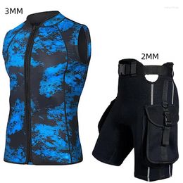 Women's Swimwear 2024 3mm Neoprene Sleeveless Wetsuit Vest With Dive Pocket Shorts Freediving SnorkelingSurfing Set Gear Top 2MM Pants