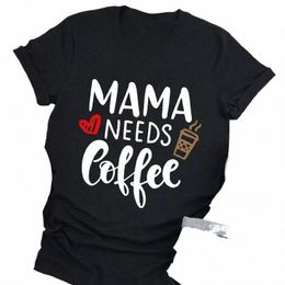 mama Needs Coffee Print Women T Shirt Short Sleeve O Neck Loose Women Tshirt Ladies Tee Shirt Tops Clothes Camisetas Mujer B0X8#