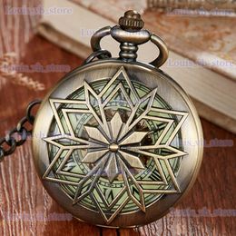 Other Watches Maple Leaves Rhombus Luminous Mechanical Pocket Hand Winding Pendant Chain Fob Vintage Necklace Hollow For Men Gift T240329