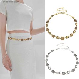 Waist Chain Belts Punk hip-hop metal waistband thick chain suitable for women gold 1 piece for summer Y240329