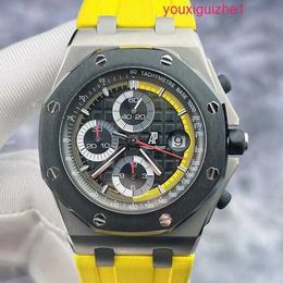 Top AP Wrist Watch Royal Oak Offshore Series 26207IO Mens Watch Limited Edition Titanium Black and Yellow Timing 42mm Automatic Mechanical Watch