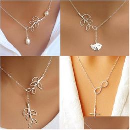 Pendant Necklaces 5 Styles Designer Jewellery Women Necklace Simple Infinity Cross Slide 925 Sier Chain Bird And Tree Drop Delivery Pend Dhz8U