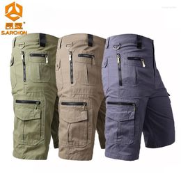 Men's Shorts Cotton Tactical Pants Summer Outdoor Sports Loose Straight Tube Casual Multi-pockets Hiking Climbing Cargo