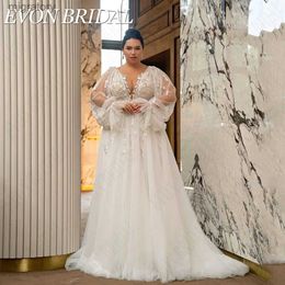 Abiti sexy urbani EVON BRIDAL scollo a V Plus Size Abito da sposa staccabile maniche a sbuffo Applique Abiti da sposa A-Line Custom Made Robe De Marie yq240329