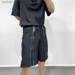 Men's Shorts Summer new fashion trend personalized zipper stitching loose trend shorts mens street style fully matched five point pants Q240329