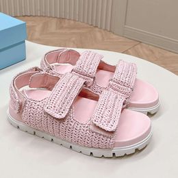 Designers Espadrilles Sandals Leather Women Flat Slippers Summer Beach Sandal Outdoor Casual Shoes 541