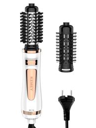 Kemei 2 in 1 Hair Dryer Air Brush Professional Styler Electric Rotating Curlyer Comb for Salon 240329