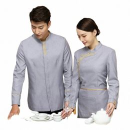 waiter Workwear Lg Sleeve Autumn Winter Clothes Hotel Uniform Hot Pot Chinese Restaurant Men's and Wome k0e0#