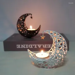 Candle Holders 1PC Moon Candlestick Metal Decoration Hollow Home Decor Romantic Wedding Cup