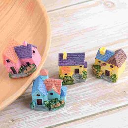 Garden Decorations 4 Pcs Villa Craft Crafts Glass Micro Landscape Mini House Bonsai Miniature