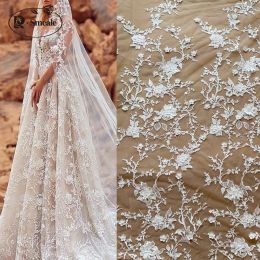 Fabric 3D Stereo Laser Flower Beaded Mesh Embroidery Lace Wedding Dress Fabric DIY Dress Accessories RS2497