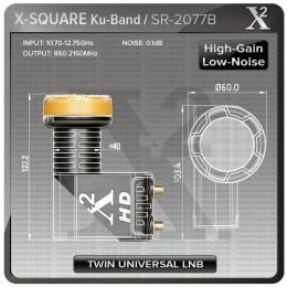 X-Square Ku Band LNB Noise Figure:0.1dB Supper Quality 4k Universal Twin LNB For Satellite TV Receiver Dish TV LNBF