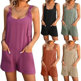 Designer Women Casual Jumpsuits Shorts Loose Suspenders Girls Summer Solid Colour Clothing