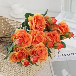 Decorative Flowers Faux Roses Bouquet Beautiful Portable Flower 2 Heads Hydrating Curled Simulation Rose Wedding Accessories