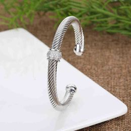 White Cable Jewellery Bracelet Sliver and Bangle Charm Designer Classics Pink Colour Fashion Bracelets with Zircon 7mm2780