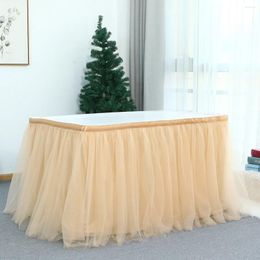Table Skirt Wedding Birthday Tutu Tulle Halloween Christmas Home Decor Mesh Tablecloth Oilproof Waterproof Cover
