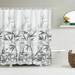 Shower Curtains Fresh Plant Leaves Fabric Bamboo Curtain Waterproof Polyester 3D Printing Leaf Bath For Bathroom Decor With Hooks