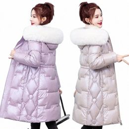 2023 Winter New Fi Glossy Hooded Jacket Women Parkas Lg Down Cott Overcoat Female Casual Thick Warm Outwear Coat F0aM#