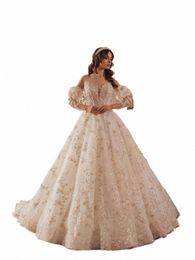 luxurious Ball Gown Wedding Dr 2024 Elegant Satin Bride Gown Graceful Beaded Floor-Length Bride Robe Vestidos De Novia F4xx#